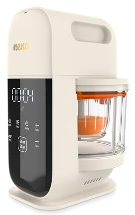 Neno Oro Babynahrungszubereiter 4 in 1 - Babynahrung Dampfgarer - Baby Food Procesor - Dampfgaren, Pürieren, Warmhalten, Zerkleinern - Startzeitvorwahl - 11 Intelligente Kochprogramme