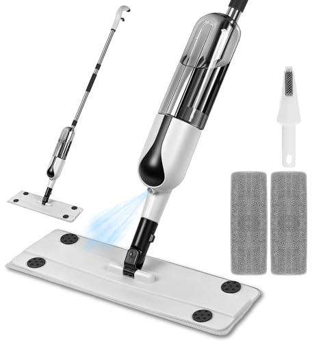 Wischer mit Sprühfunktion Sprühwischer Bodenwischer, Wischmopp mit Wassertank, Sprühfunktion Spray Mop Nasswischer Bodenwischer und 3 Waschbaren Mikrofaser Pads, 360 Grad Rotierender Sprühmopp für die