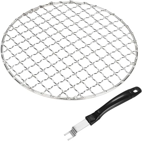 M METERXITY 2-Pack Cooling Racks 6.5 Round 201 Stainless Steel, Silver | Cross Wire Grate Cooling Racks with Grill Grate Lifter for Grilling, Cooking, Steaming, Baking