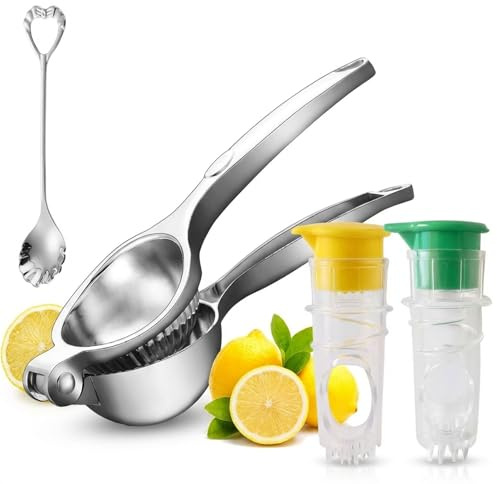 Lemon Squeezers 4-Piece Set, Manual Citrus Juicer for Kitchen and Bar Use, Stainless Steel Lemon Squeezer Press with Efficient Design, Suitable for Lime Orange and Various Fruits