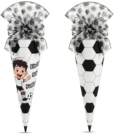 VeLoscient Schultüten Überzug Fußball Jungen 70 cm, Stoffhülle für Schultüte zur Einschulung, wiederverwendbare Fußball Schultütenhülle, ohne Schultüten Rohling