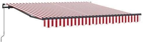KGFHERENB Toldo extensible rojo y blanco 300 x 250 cm, toldo de brazo articulado manual con manivela, robusto toldo de aluminio y poliéster para terraza y jardín