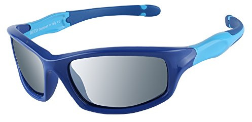 DUCO kinder sport style polarisierenden sonnenbrillen flexiblen rahmen für die jungen und mädchen (Blau/Silber Gespiegelt)