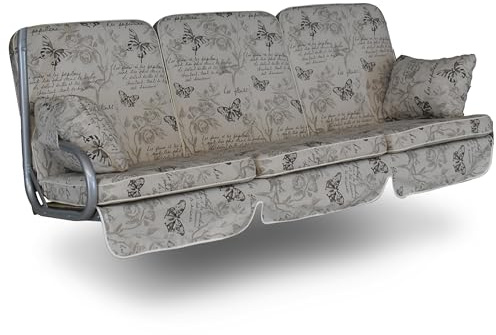 ANGERER Freizeitmöbel GmbH Hollywoodschaukel Auflage Comfort - passend für viele 3-Sitzer Hollywoodschaukeln - Schaukelauflage Made in Germany (beige Schmetterling)