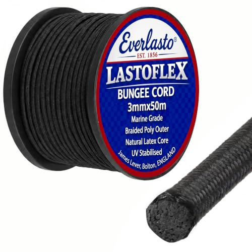 Everlasto Lastoflex elastisches Bungee-Seil, schwarz, 3 mm x 50 m