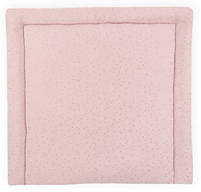 KraftKids Wickelauflage in Musselin goldene Punkte auf Rosa, Wickelunterlage 75x70 cm (BxT), Wickelkissen