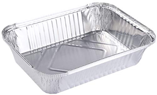 HorBous Bandeja Rectangular Papel de Aluminio con Tapa para Alimentos/Plato Aluminio Desechable para Fiesta– 20 Piezas (B: Bandeja con Tapa 20 Piezas: 22x15.8x5.4cm)