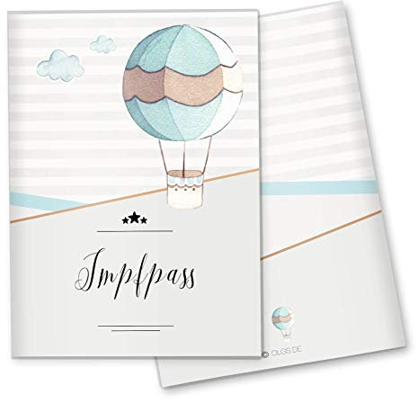 Impfpasshülle Transport Ausweishülle Schutzhülle für Dokumente & Impfpass MIT DER GRÖßE 9,3 x 13CM (Heißluftballon, Impfpasshülle ohne Personalisierung)