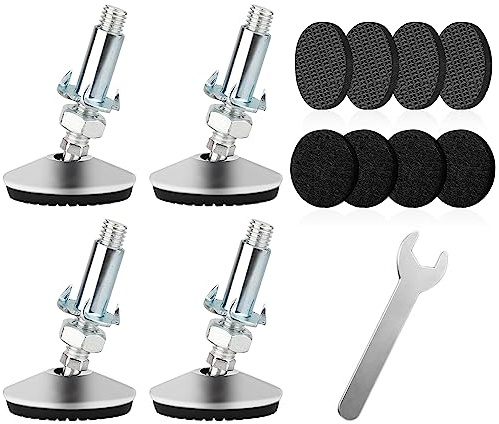 Tahikem 4 Set Swivel Levelling Feet, M10 Height Adjuster Furniture Levellers Foot With T Nut Bolt, Table Leg Extenders, Screw In Bed Table Chair Self Levelers Legs 2 Base Dia 2 Thread Length Silver | Height Adjuster Foot with T Nut, Screw in Cabinet Table Chair Self Leg - 2 Base Dia & 2 Bolts Length, Support 320LBs