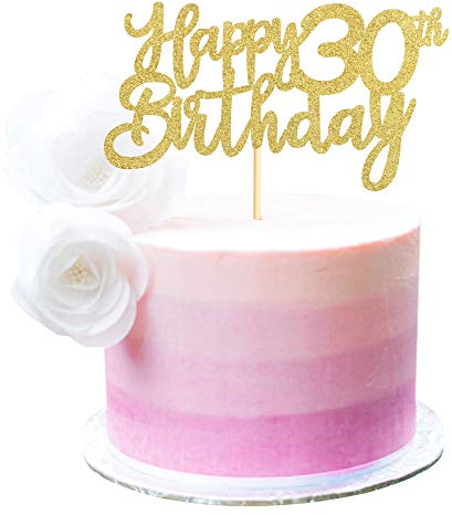 3 Pieces Happy 30th Birthday Cake Toppers Gold Glitter 30 Cupcake Toppers Happy 30 Birthday Cake Decorations for 30th Cheers to 30 Birthday Party Decoration Supplies