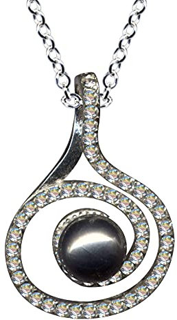 I HALSKETTE und Anhänger mit Perle I Echt Silber 925 mit Zirkonia I Jugendstil Collier I Steinfarbe: klar weiss I Online Shop Schmuck kaufen I 54066 I