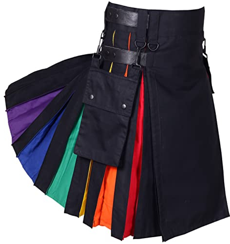 Kilt da uomo in colori arcobaleno, arcobaleno, 36