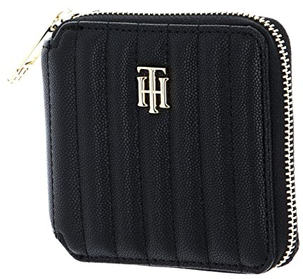 Tommy Hilfiger Damen Th Timeless Med Wallet Quilted Aw0aw13644, Schwarz (Schwarz), OS