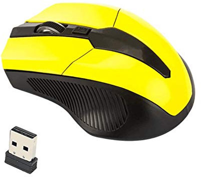 Fiauli Ratón inalámbrico de 2,4 GHz, 1600 DPI ergonómico, inalámbrico, con receptor USB 2.0, colorido ABS recargable, ratones de computadora para PC, portátil, amarillo