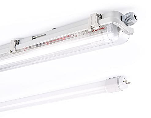 NCC-Licht LED Feuchtraumleuchte Eco Wannenleuchte 60cm 1 x 9W T8 Röhre 900lm Neutralweiß 4000K IP65