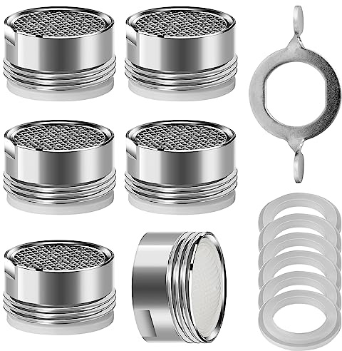 6 Stück Perlator M24 Wasserhahn Aufsatz Strahlregler, Wasserhahn Sieb - Edelstahl & ABS Filter - 1 Montageschlüssel, Perlatoren für Wasserhähne