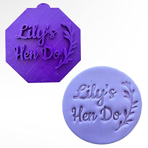 Personalised Hen Do Fondant Stamp with Half Flowers (Small - 6cm)