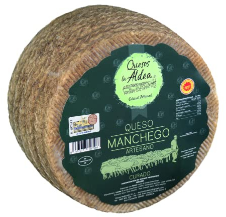 QUESOS LA ALDEA | Queso Artesano Manchego de Oveja Curado | D. O. La Mancha | Pequeño 1 kg | Kits y Packs de Quesos | Cajas Degustación y Gourmet | Disponible: Entero, en Cuartos o Mitades