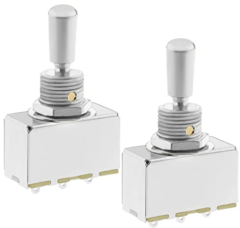 ECSiNG 2PCS Electric Guitar 3 Way Toggle Switch with Silver Metal Tip Knob Cap Compatible with Les Paul Style Electric Guitar Pickup Selector Switch