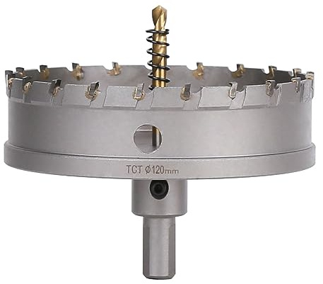 Vearter TCT Hole Saw, 120mm Carbide Bit with Pilot Drill, Cutter for Hard Metal, Stainless Steel, Mild Steel, Aluminium Alloy, Copper, Iron, Plastic and Fiberglass