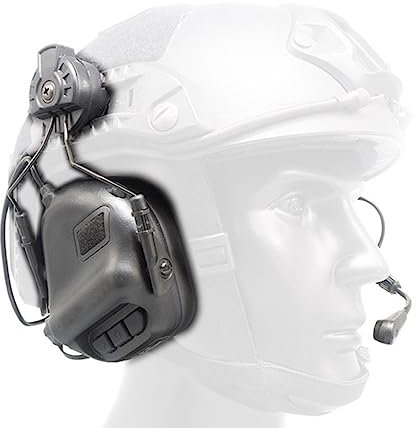 Casque Militaire Tactique Casque De Tir/Casque Arc Adapté Rail De Casque/Pickup Casque De Communication Anti-Bruit (Color : BK)