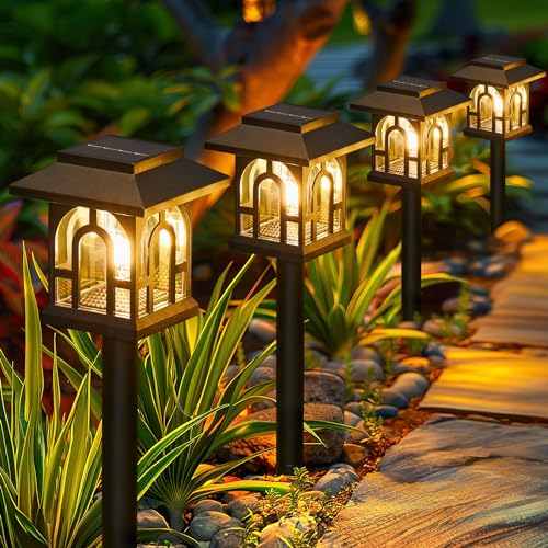 NEEMO 8 Pièces Lampe Solaire Exterieur Jardin, Vintage Lumiere Solaire Exterieur avec Lumière Blanche Chaude, IP65 Étanche Lampe Solaire Exterieur pour Pelouse, Terrasse, Cour, Cadeaux