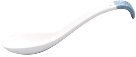 PRETYZOOM Japanese Style Ceramic Ladle Spoon Ceramic Tableware Flatware for Kitchen Restaurant Rice Serving Spoon Curve Handle