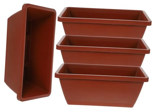 POPETPOP 4pièces Lot de Jardinières De Fenêtre Plastique Rectangulaires Pots avec Soucoupes pour Plantes Et Fleurs Bac à Plantes avec Drainage