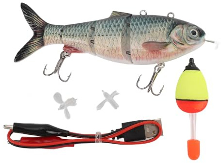 Elektrischer Köder, über USB Wiederaufladbar, Automatischer Schwimmköder, Simulationsdesign, Mehrgelenkiger LED-Elektroköder Zum Angeln