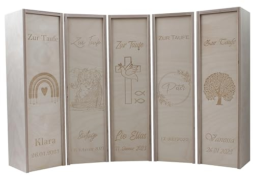 Kerzenbox personalisierbar mit Namen Kerzenboxen personalisiert Kommunionskerzen-Box Aufbewahrungsbox für Deine Taufkerze Konfirmation oder Kommunionskerze (Stumpenkerze)