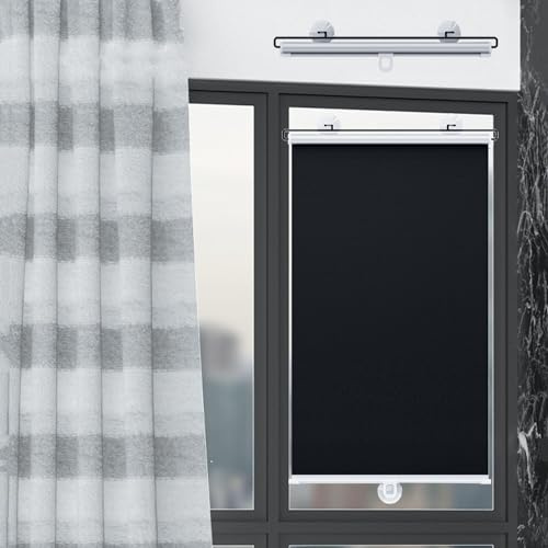 Saugnapf Verdunklungsrollo Für Fenster 30cm 35cm 40cm 50cm 58cm 60cm 68cm Breit,Einziehbare Sonnenschutzrollos,Verdunkelungsvorhänge,Tragbare Temporäre Jalousien,Ohne Bohren,W×H-58 * 200cm(23 * 79in)