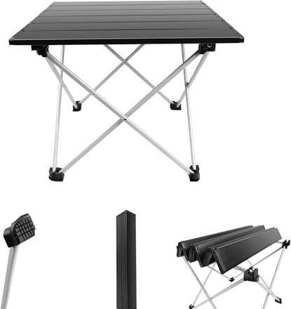 Yiyai Klappbarer Multifunktionstisch Mehrzwecktisch Campingtisch Klapptisch Markttisch höhenverstellbarer zum Campen im Garten für Festivalls Märkte und mehr (Schwarz: 40x35x32cm)