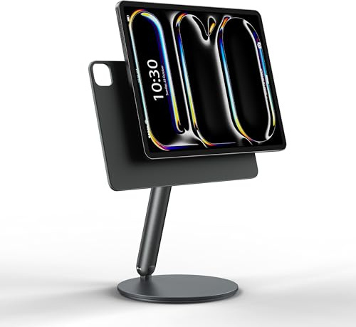 LULULOOK Soporte magnético para iPad Pro de 11 Pulgadas M4 M5, Plegable con Base giratoria de 360°, Soportes magnético Ajustable para Tablet portátil, Soporte de Escritorio de aleación de Aluminio