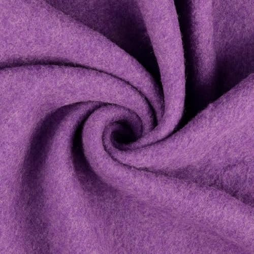 Woll Fleece aus reiner Schurwolle - Walkloden Jersey weich und dehnbar - Mulesing frei Öko-Tex Klasse 1 Bekleidungstoffe Meterware (Lila)
