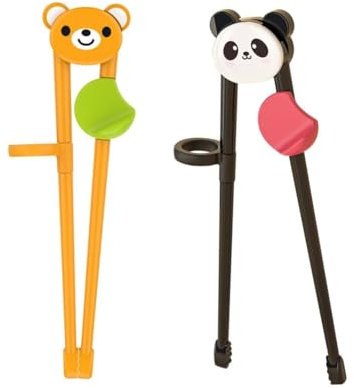 2 Paia di Bacchette da Allenamento, Bacchette per Bambini Principianti in Fase di Apprendimento, Bacchette Sushi Bambini, Per Bambini Cinesi Da Addestramento Cute Animal Cartoon Design Bacchette