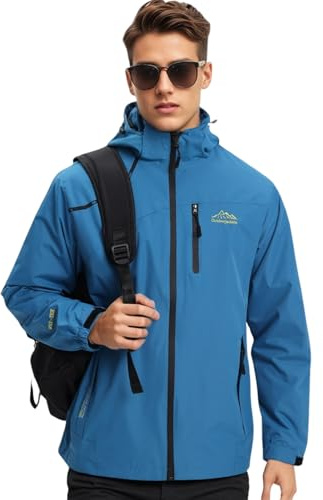 Covisoty Chaqueta Impermeable Para Hombres, Ligera con Capucha Cremallera Chaqueta Cortavientos Para Hombre Viento al Aire libre