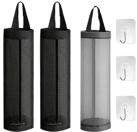 Lot de 3 sacs poubelle en plastique pliables avec 3 crochets