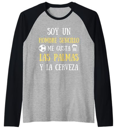Las Palmas Futbol Hombre Divertido Regalo Seguidor Cerveza Camiseta Manga Raglan