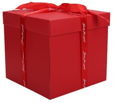 PERZOE Personalisierte Erinnerungsbox, DIY-Überraschungsgeschenkbox, Explosionsgeschenkbox, vormontiertes Fotoalbum, Pop-Up-Liebesbox, DIY-Scrapbooking-Foto-Displaybox für Geburtstag, Jahrestag, Rot