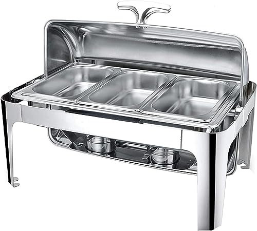 QXIWAOE Calentador de Alimentos eléctrico Chafing Dish Chafer Chafing Dish Servidores y Calentadores de Buffet rectangulares comerciales: Mantenga la Comida Fresca y Deliciosa - 9L (C)