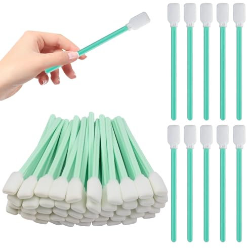 50 bastoncini per la pulizia, tamponi di cotone sterili, lunghi, grandi bastoncini di cotone, senza pelucchi, bastoncini sterili in poliestere, bastoncini di pulizia per fotocamera, stampanti a getto