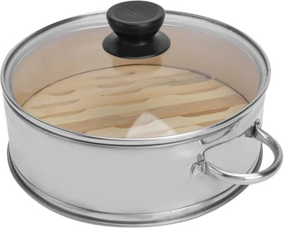 Zerodeko Stainless Steel Kitchen Food Steamer Basket Lid 18cm High-rim Cooking Steamer for Dim Sum and Dumplings for Home Cooking