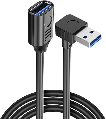 MISYNLON USB 3.0 Verlängerungskabel, USB A Stecker zu Buchse Verlängerungskabel Unterstützung Laden Datenübertragung, 90 Grad USB Datenkabel für Auto, Laptop, Drucker, Scanner-1M/3.2Ft (Down Angle)