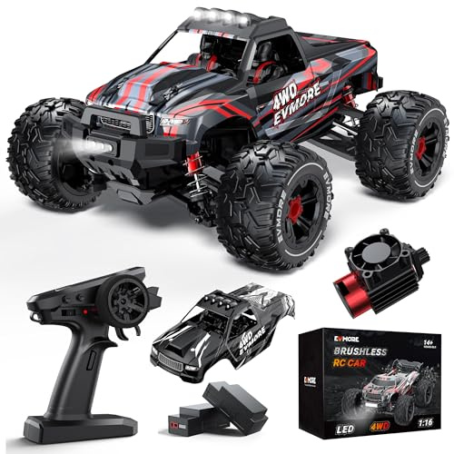 Evmore 1:16 Camion Telecomandato Professionale, Velocità massima 55 km/h, Macchina Radiocomandata, Auto RC 4x4 per Tutti i Terreni, Trasmissione in Metallo e 2 Batterie Ricaricabili da 1200 mAh