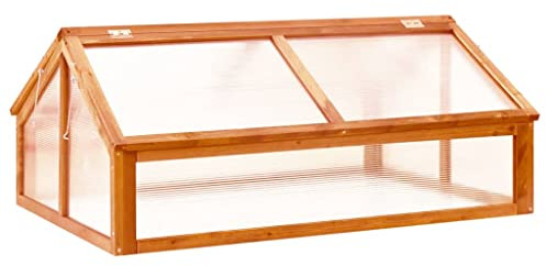 Generic Serra in Legno Marrone 114x80x50 Cm con Abete, Protezione Antigelo per Piante, Serra per Erbe da Esterno, Ampio Spazio per Verdure e Fiori, Stabile e Durevole, Facile Versamento (Marrone)