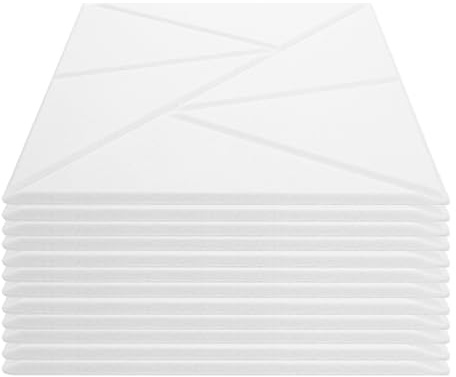 TOKIDNY 12pcs Acoustic Wall Tiles Sound Panels for Walls Sound Insulation Board Soundproofing Panels Acoustic Paneling Soundproofing White