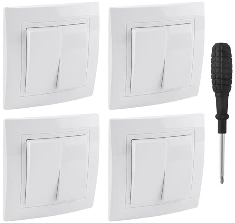UYUYong 4 PCS Interrupteur Va et Vient Interrupteur Mural Double Interrupteurs Encastrable 10A 250V Complet Interrupteurs Extra Plat Bouton Interrup-Teur Double pour Escalier Couloir Chambre Coucher