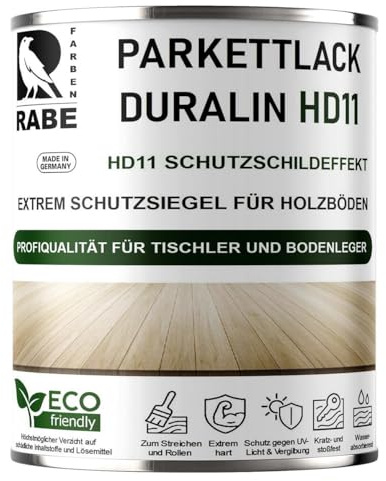 RABE Parkettlack Treppenlack Matt Duralin HD11 Klarlack Hochleistungs Lack 2in1 für Holzboden (Farblos, 500ml.)