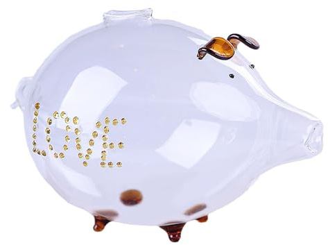 IOIUSKKU Hucha de Cristal Transparente para habitación Infantil, Ideal para Ahorrar, Muy Divertida y Adorable, con Forma de Cerdito Cristal Transparente y Botellas pequeñas.