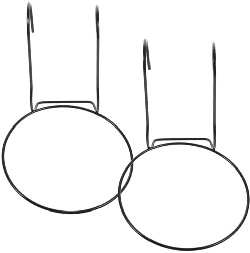 Veemoon Support Suspendu Montage Mural Facile sans Traces pour Pots de Fleurs en Fer Noir 2 Pcs Anneaux Solides pour Balcon pour Plantes Décoratives